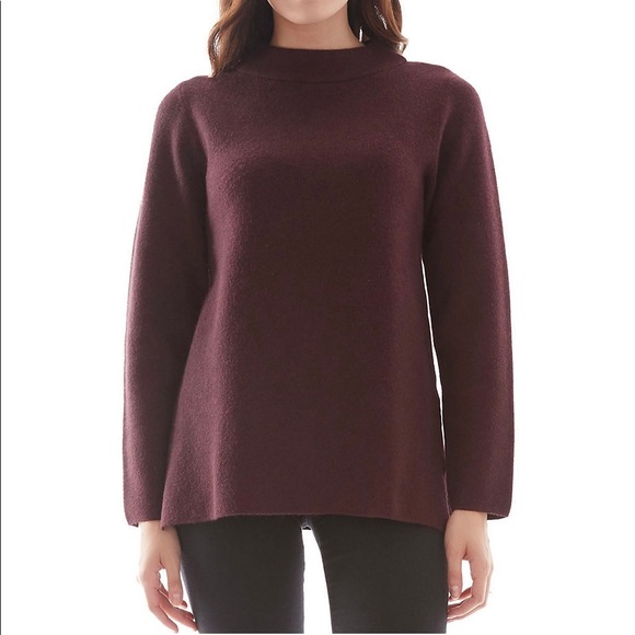 NWT Womens Apt. 9 Wine Funnel Neck Pullover Sweater Size Small - Picture 2 of 9